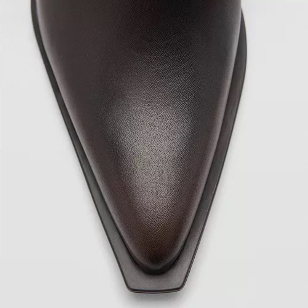 Mango Dark Brown Ankle Block Heel Booties, new with tags - Picture 4 of 9
